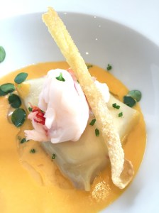 Lobster over seafood dumpling