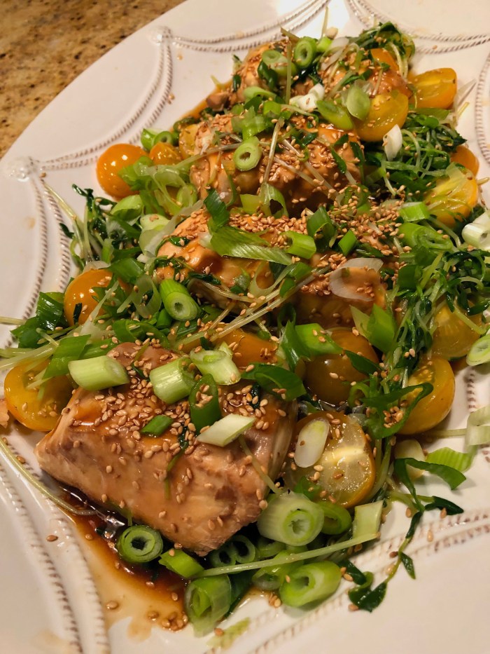 Miso Halibut with Pea Shoots